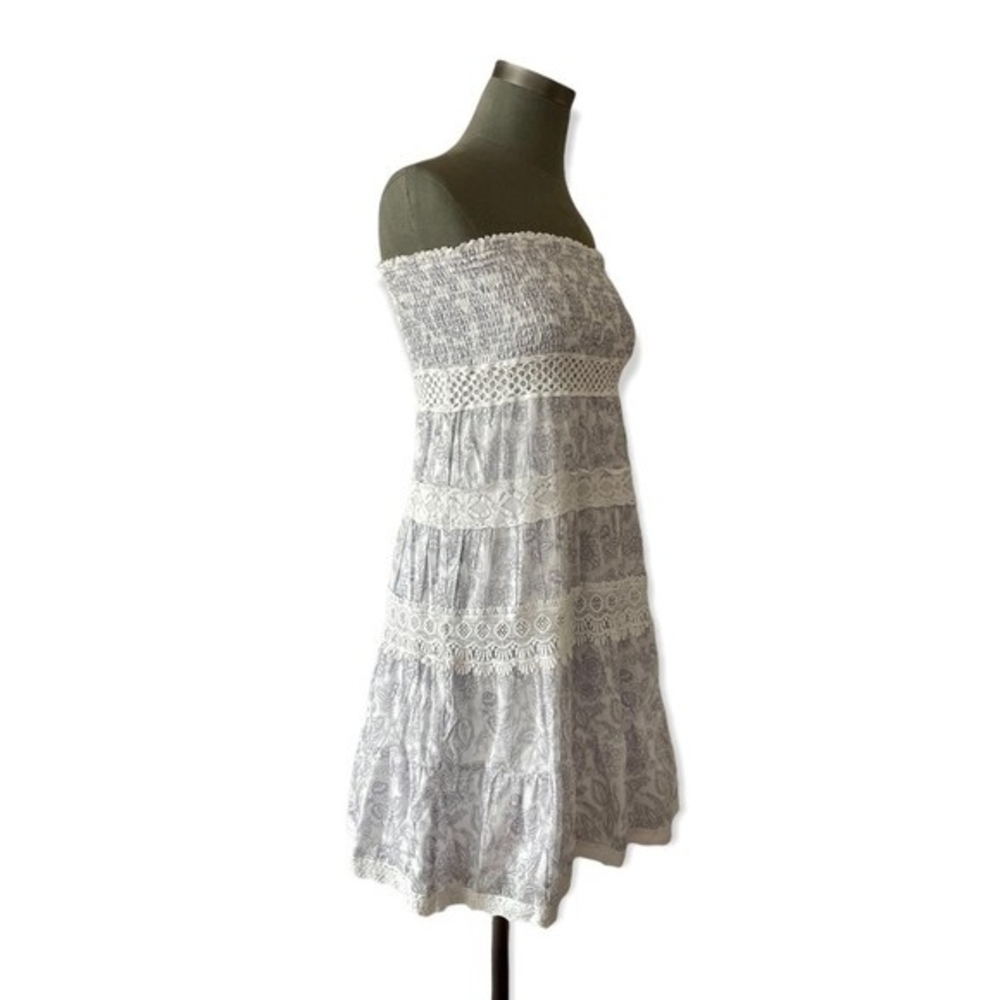 Victorias Secret Strapless White Floral Lace Mini Dress Cotton Fit Flare XS - Picture 6 of 11